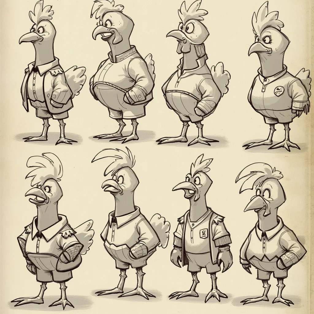 Chicken Road character design sketches and expressions