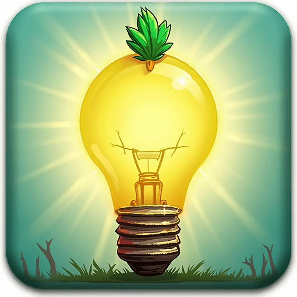 Innovation Icon - Lightbulb with a sprouting chicken feather